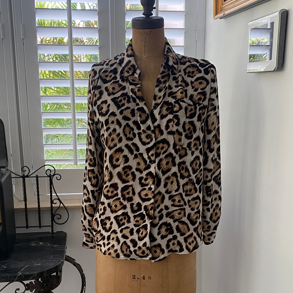 Philosophy Leopard Print Button-Up Blouse